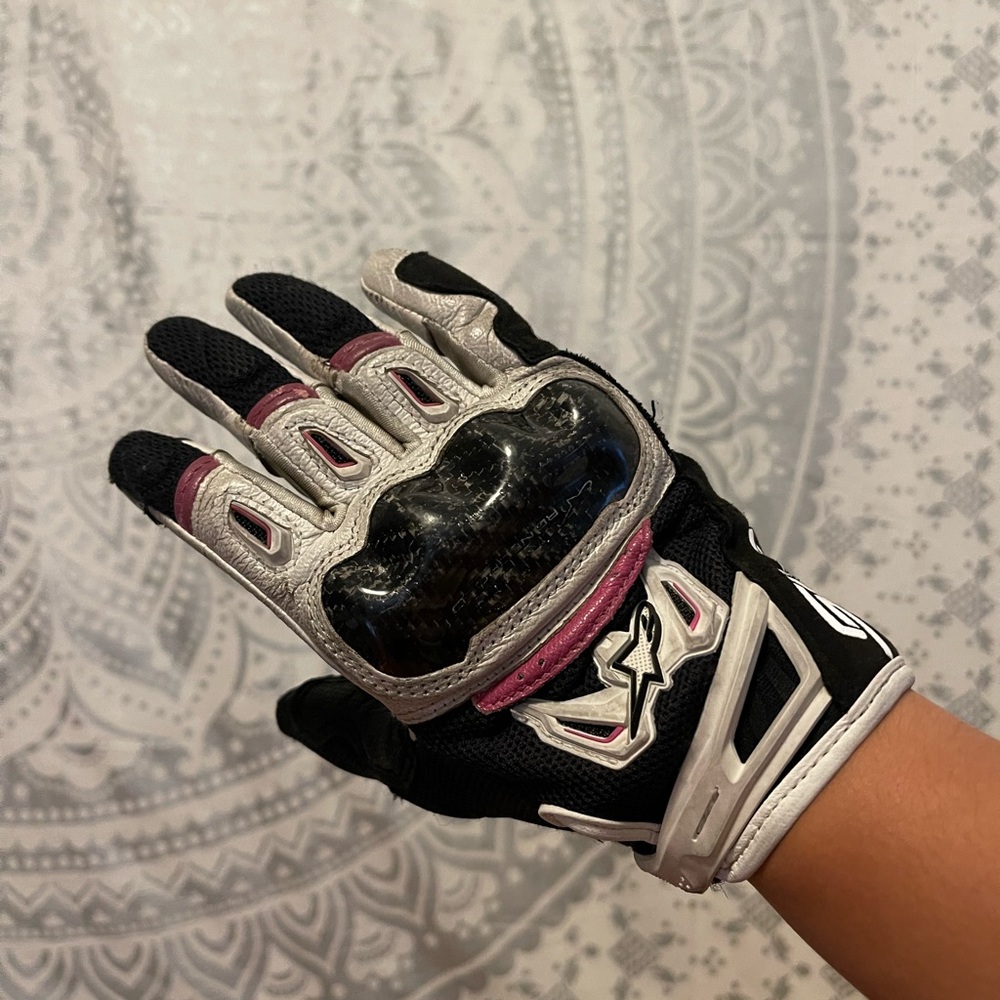 Alpinestars Stella SMX-2 Air Carbon V2 Leather Womens Gloves Black/White/Pink